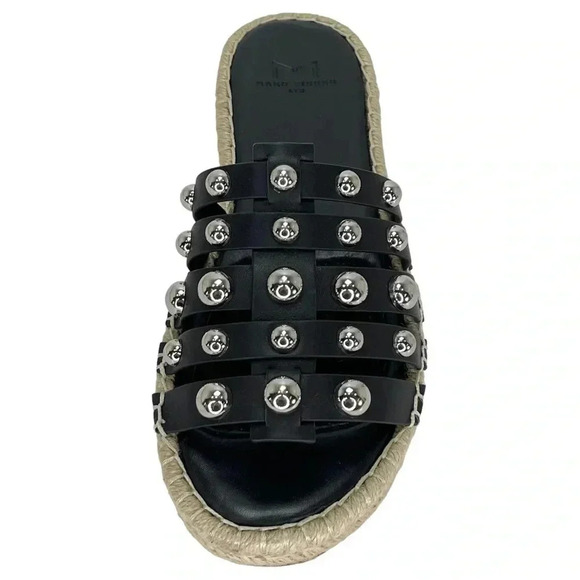 Marc Fisher LTD Womens Sandals 6.5M Tamie Black Leather Studded Slides - Picture 6 of 10